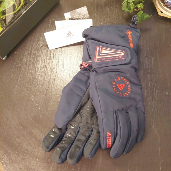 NEW! adidas x Stella McCartney Terrex Women's Snow Gloves Medium Navy & Red $160 - Picture 3 of 13